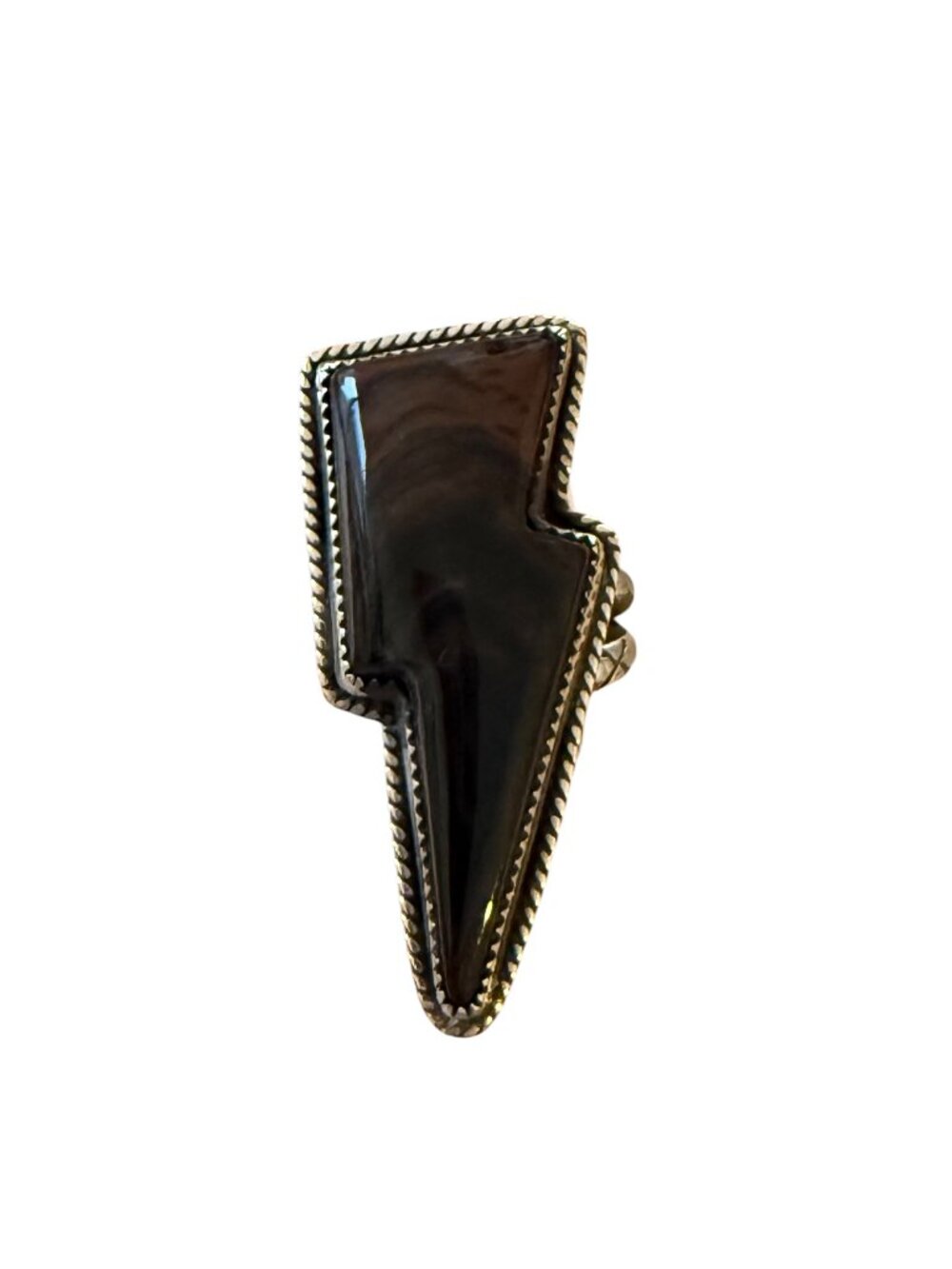 Desert Rose Silver Obsidian Bolt Ring
